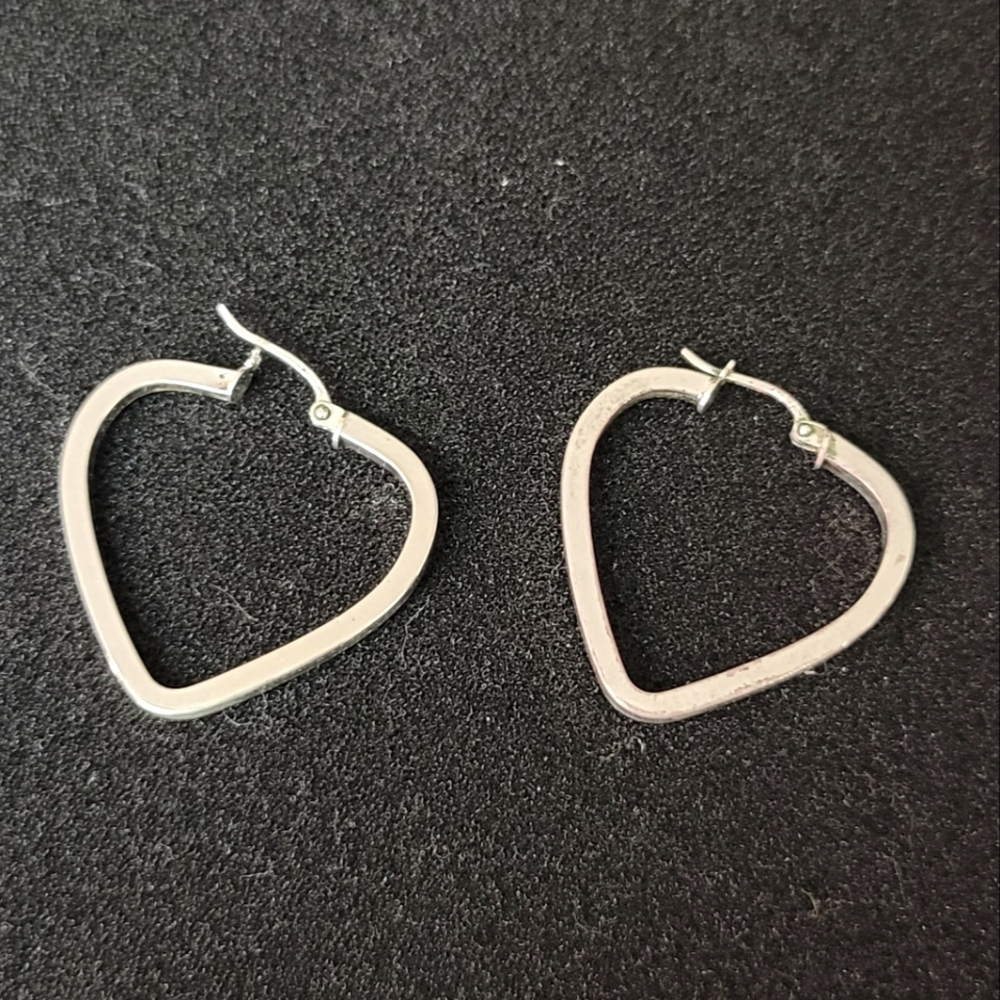 Sterling Heart Hoop Earrings